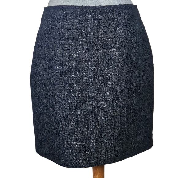 Anne Klein Black Tweed Sequin Skirt Size 6 - Picture 1 of 5